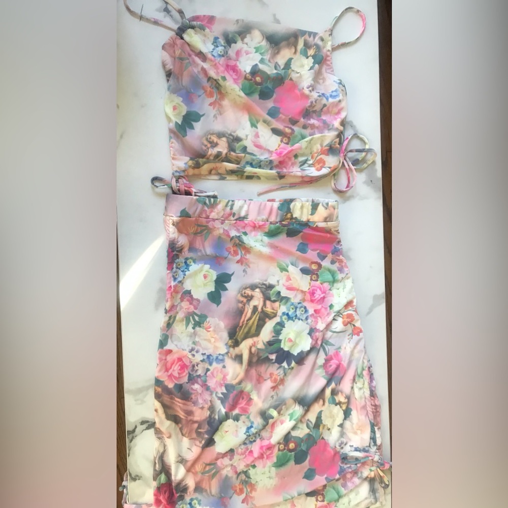 Earth Angel Floral Two-piece shirt set by Fashion Nova